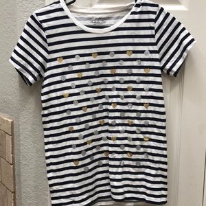 J.Crew stripe shirt with hearts. White and navy